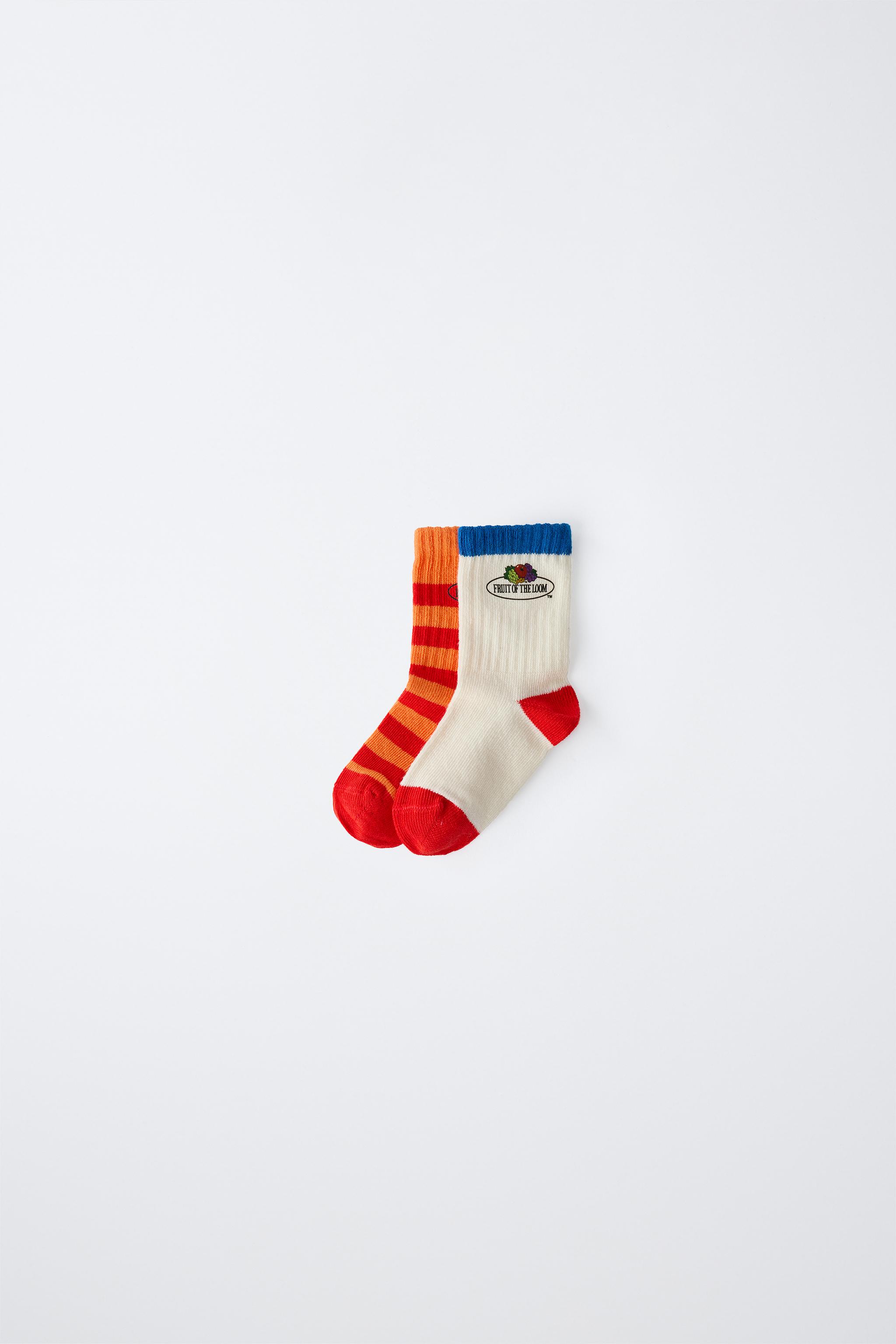 LOT DE DEUX PAIRES CHAUSSETTES MI-HAUTES À RAYURES FRUIT OF THE LOOM™